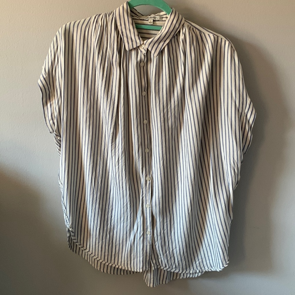 Madewell Central Drapey Shirt in blue stripe